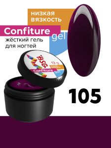 Жёсткий гель для наращивания Confiture №105 НИЗКАЯ ВЯЗКОСТЬ - Лакричная конфета c бордовым подтоном, 13 г - NOGTISHOP