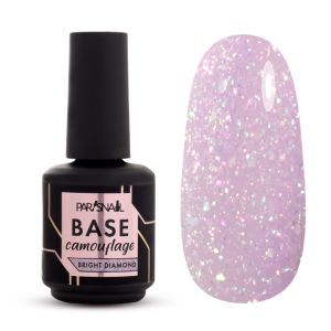 База камуфлирующая Bright diamond сиреневый с хлопьями юкки ParisNail 15 мл - NOGTISHOP