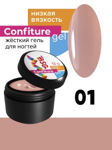 Жёсткий гель для наращивания Confiture №01 НИЗКАЯ ВЯЗКОСТЬ - Розовый камуфляж, 13 г - NOGTISHOP