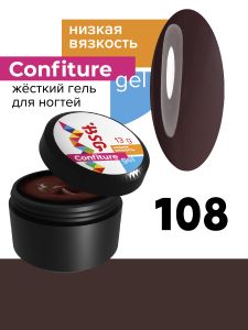 Жёсткий гель для наращивания Confiture №108 НИЗКАЯ ВЯЗКОСТЬ - Швейцарский шоколад, 13 г - NOGTISHOP