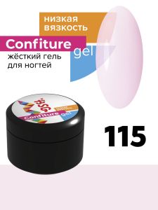 Жёсткий гель для наращивания Confiture №115 НИЗКАЯ ВЯЗКОСТЬ - Прозрачно-розовый оттенок, 13 г - NOGTISHOP