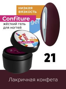 Жёсткий гель для наращивания Confiture №21 НИЗКАЯ ВЯЗКОСТЬ - Лакричная конфета, 13 г - NOGTISHOP